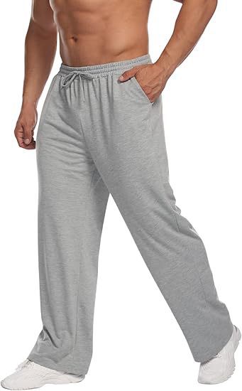 Herren locker fallende Loungehose aus softem Jersey mit Kordelzug, elastischem Bund und geradem Bein – Sorevano