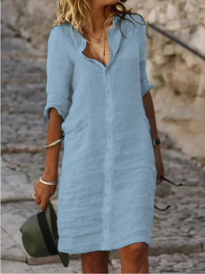 Damen Lässiges Hemdkleid mit Schicken Details Echoarchiv