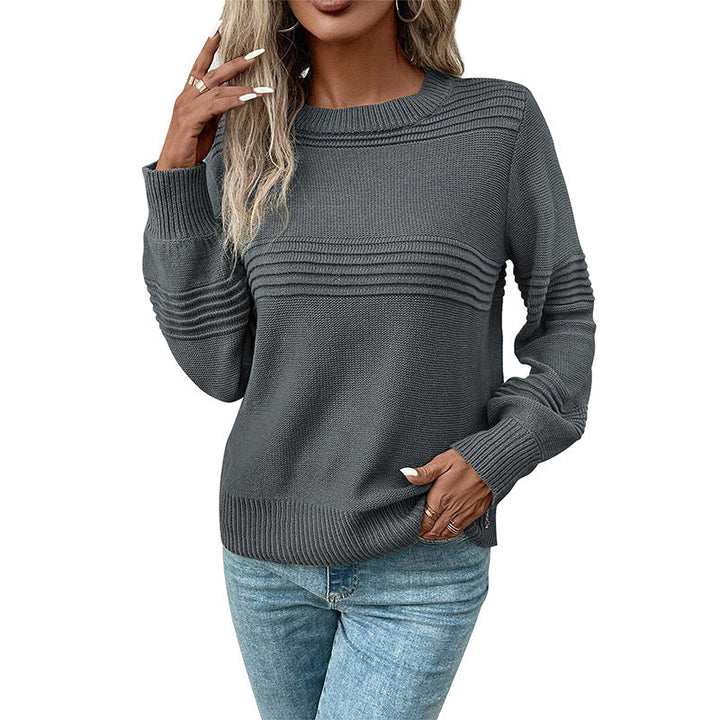 Damen Feinstrick‑Pullover mit horizontaler Rippenpasse und gerippten Bündchen Echoarchiv