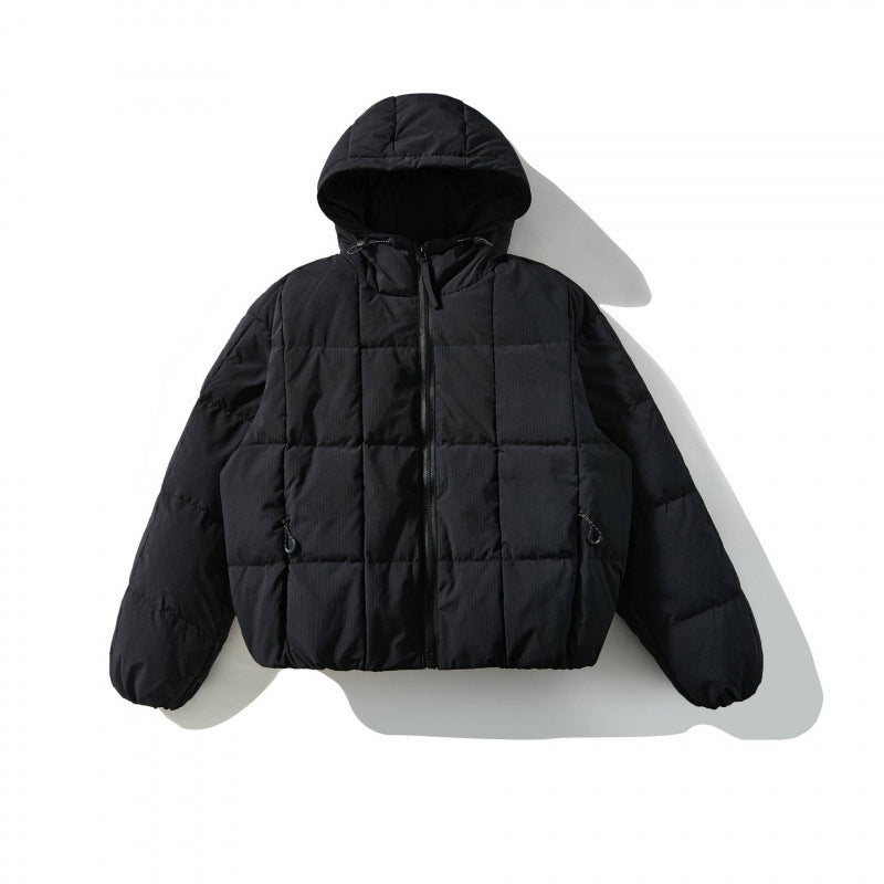 Unisex Weitgeschnittene gesteppte Kapuzenjacke mit Quadratsteppung und elastischem Saum Echo Archiv