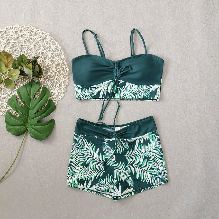Damen Crop-Top Bikini mit floralem Design und bequemen Shorts Echo Archiv