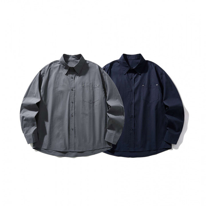 Herren Boxy-Overshirt mit Brusttasche und Hemdkragen aus leichtem Baumwollmix Echo Archiv