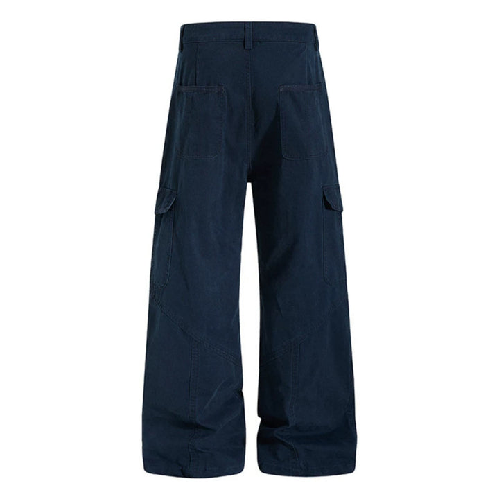 Damen Weite Cargo-Hose aus Baumwoll-Mix mit hohem Bund und Multifunktionstaschen Echoarchiv