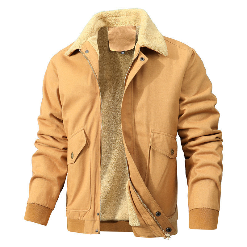 Herren Canvas-Blouson mit durchgehendem Sherpa‑Futter und Hemdkragen – Taviero