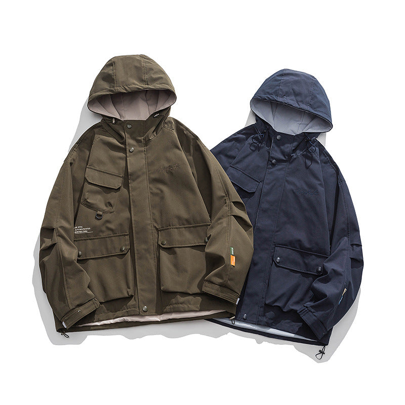 Unisex Oversize-Utility-Jacke mit Kapuze, multifunktionalen Pattentaschen und Kordelzug Echo Archiv