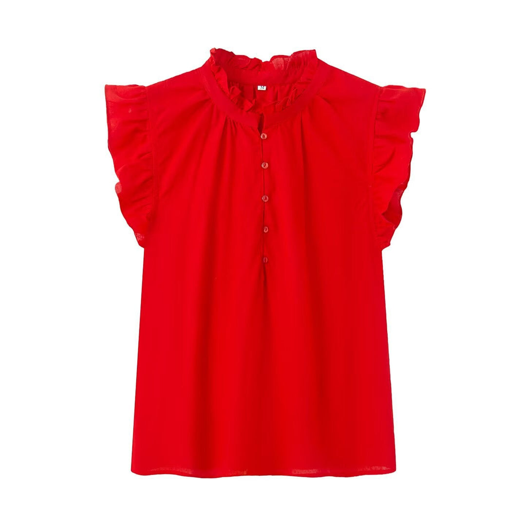 Damenbluse mit Rüschendetails und Knopfleiste Echoarchiv