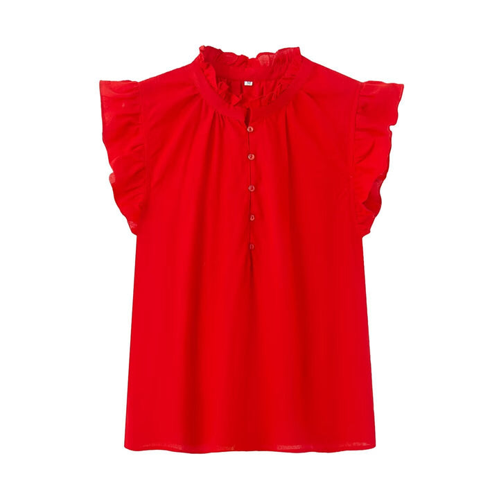Damenbluse mit Rüschendetails und Knopfleiste Echoarchiv