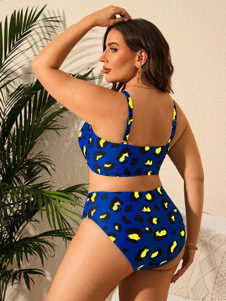 Damen Hochtaillierter Bikini mit kreativem Leopardenmuster Echo Archiv