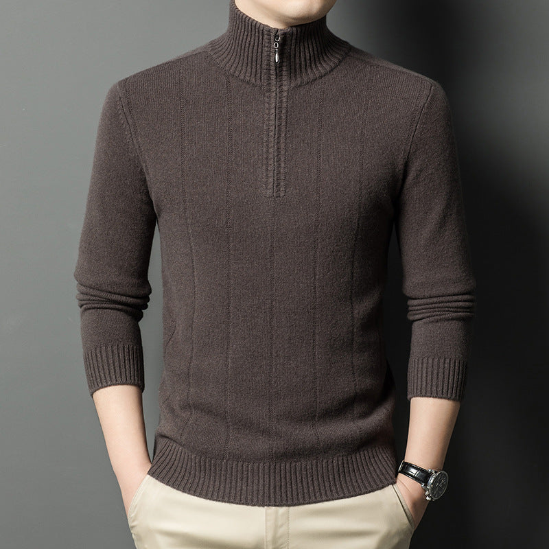 Herren Strickpullover mit praktischem Reißverschluss und feinem Rippmuster Echoarchiv