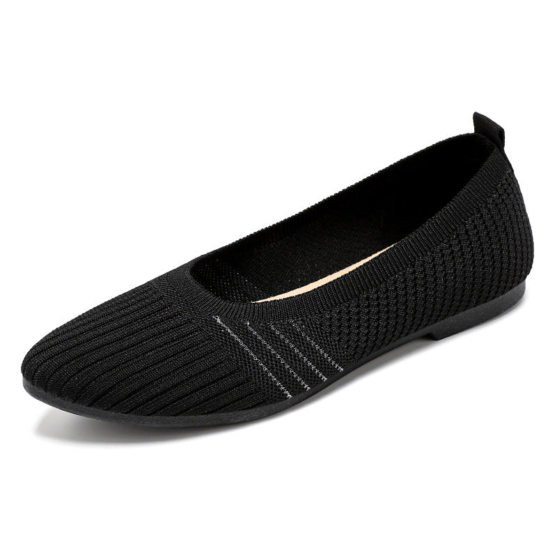 Damen nan gestrickter Ballerina-Slip-On mit sockenähnlichem Schaft, Memory-Komfortfußbett und flexibler rutschfester Laufsohle Echo Archiv