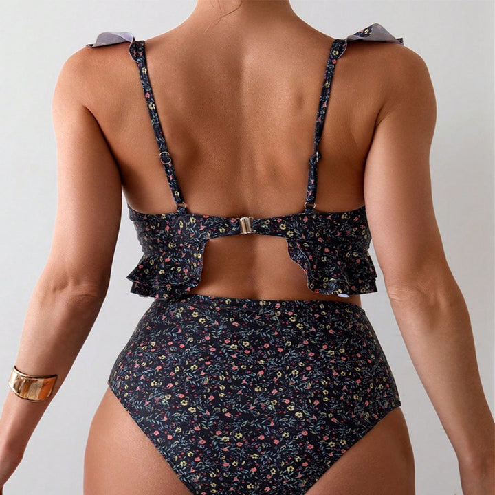 Damen Bikiniset mit hohem Bund und verspieltem Rüschen-Design Echo Archiv