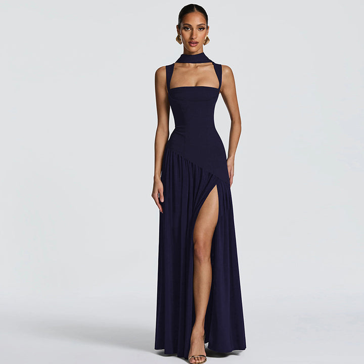 Damen Elegantes Abendkleid mit asymmetrischem Schnitt und tiefem Schlitz Echo Archiv