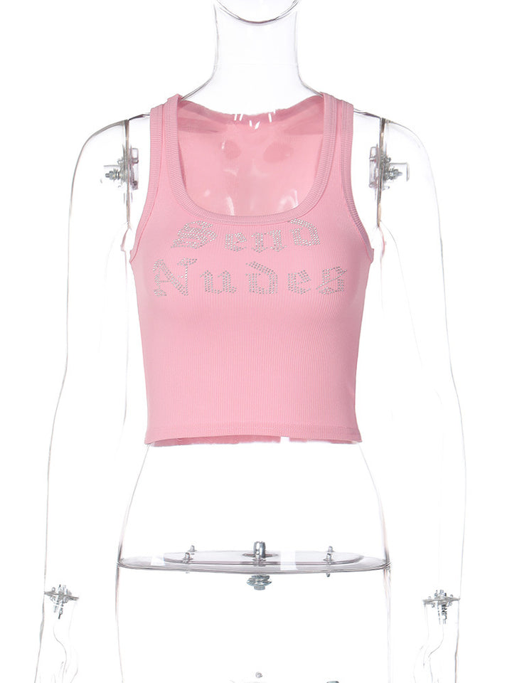 Damen Crop-Top mit funkelndem Schriftzug Echo Archiv