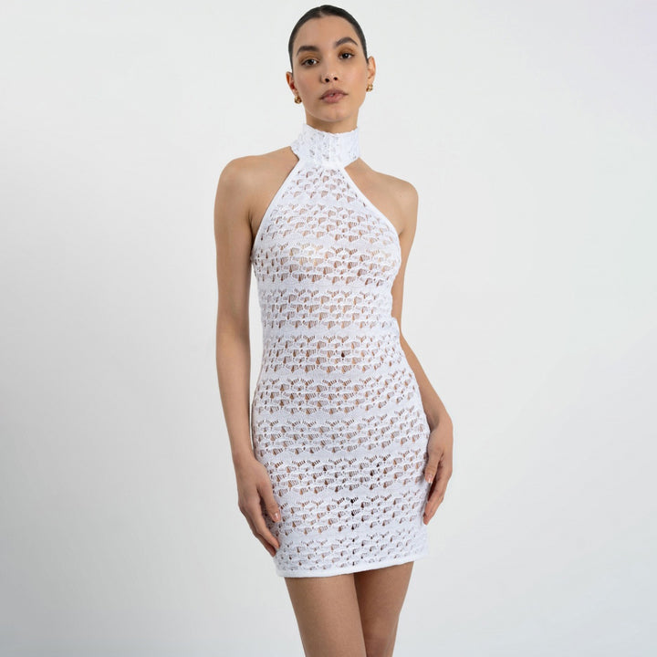 Damen Häkel-Minikleid mit hohem Kragen Echo Archiv