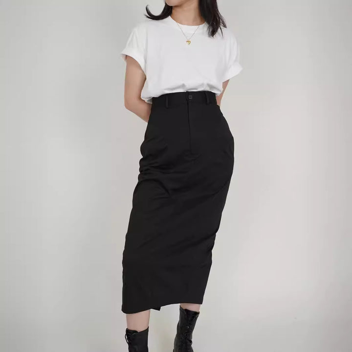Damen Eleganter Midirock mit innovativem Schnitt Echoarchiv