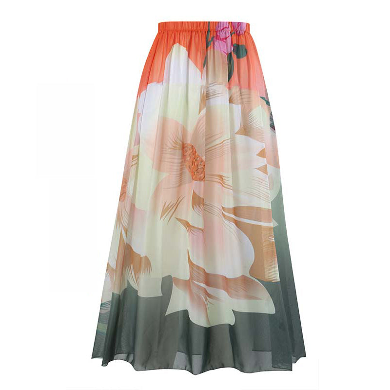 Damen Maxirock mit floralem Design – Valéora