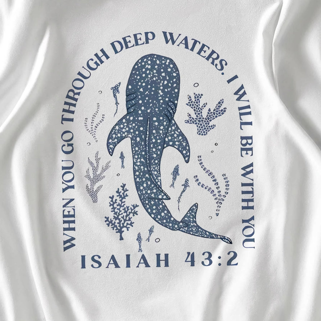 Damen T-Shirt mit kreativem Wahlspruch und kunstvollem Hai-Motiv Echo Archiv