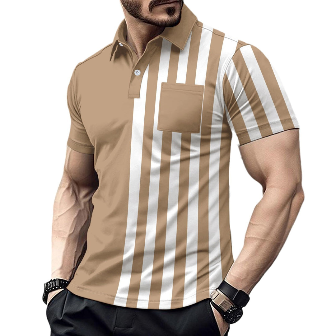 Herren Kurzarm Poloshirt mit strukturiertem Muster und praktischer Brusttasche Echoarchiv