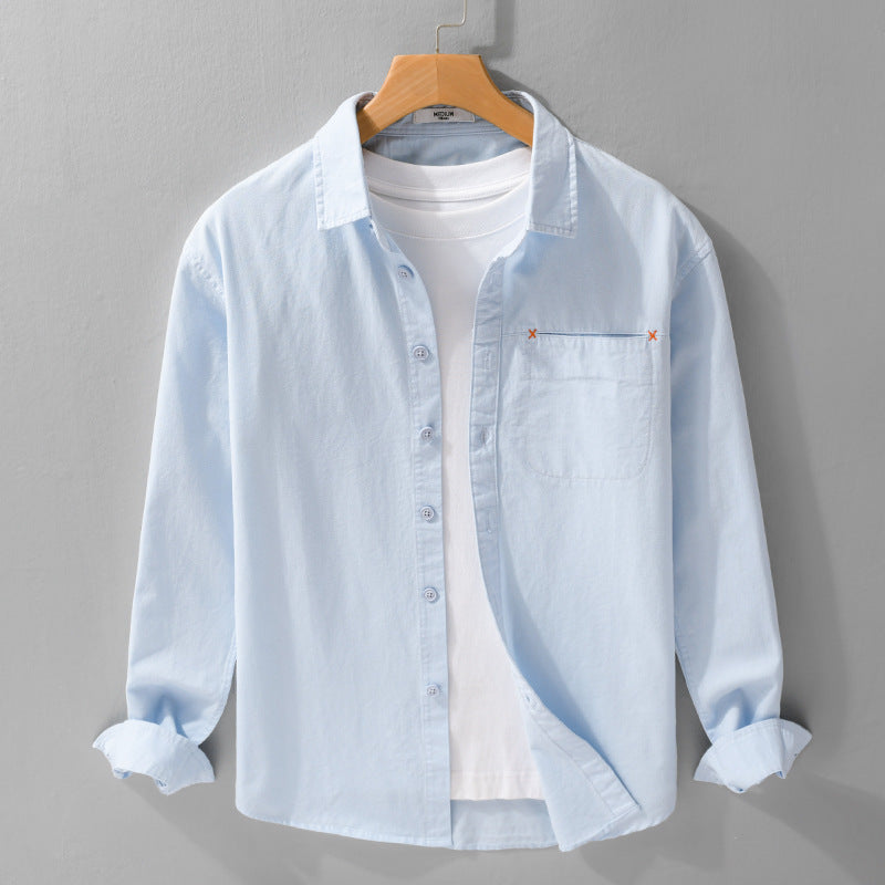 Herren Leichtes Baumwoll-Layering-Overshirt mit tonaler Brusttasche und Soft‑Touch‑Finish Echoarchiv
