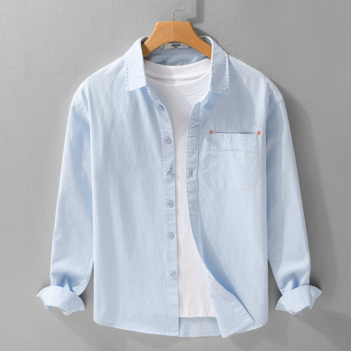 Herren Leichtes Baumwoll-Layering-Overshirt mit tonaler Brusttasche und Soft‑Touch‑Finish Echoarchiv