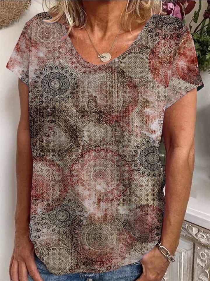 Damen T-Shirt mit einzigartigem Mandala-Design Echo Archiv