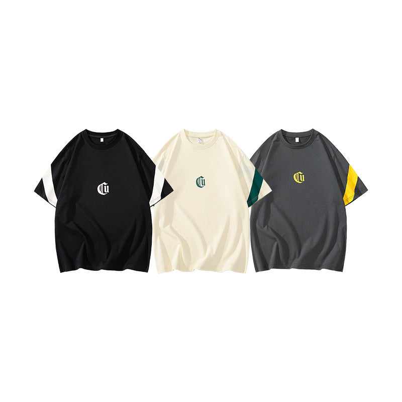 Herren Oversize-Baumwoll-T-Shirt mit Kontrastärmeln und Gothic-Logo Echo Archiv