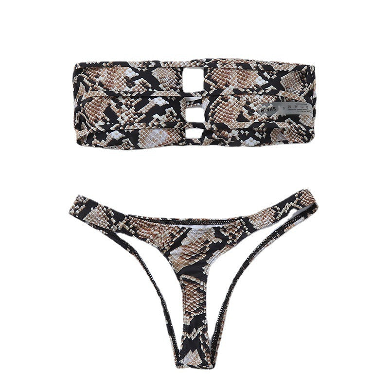 Damen Bikiniset mit raffiniertem Schlüsselelement und Snake-Print Echo Archiv