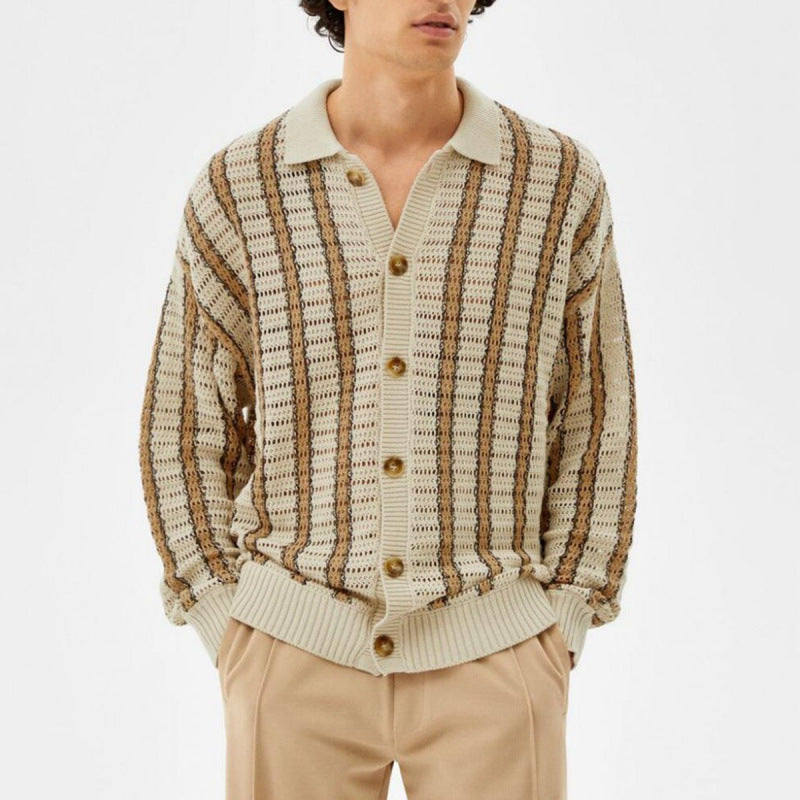 Herren Strickjacke mit eleganter Lochmuster-Optik und praktischen Knöpfen Echoarchiv