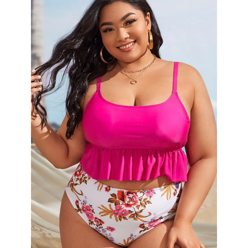 Damen Bikini-Set mit voluminösem Rüschendesign und floralem High-Waist-Slip Echo Archiv