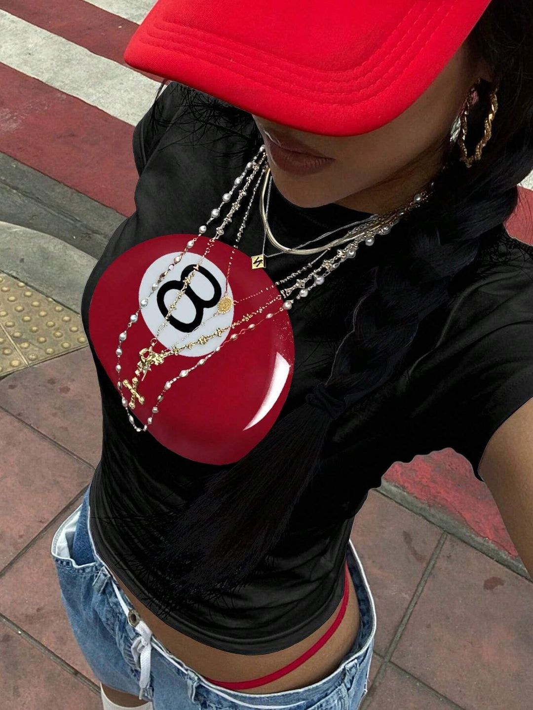 Damen Crop-T-Shirt mit kreativem Telefon-Design Echo Archiv