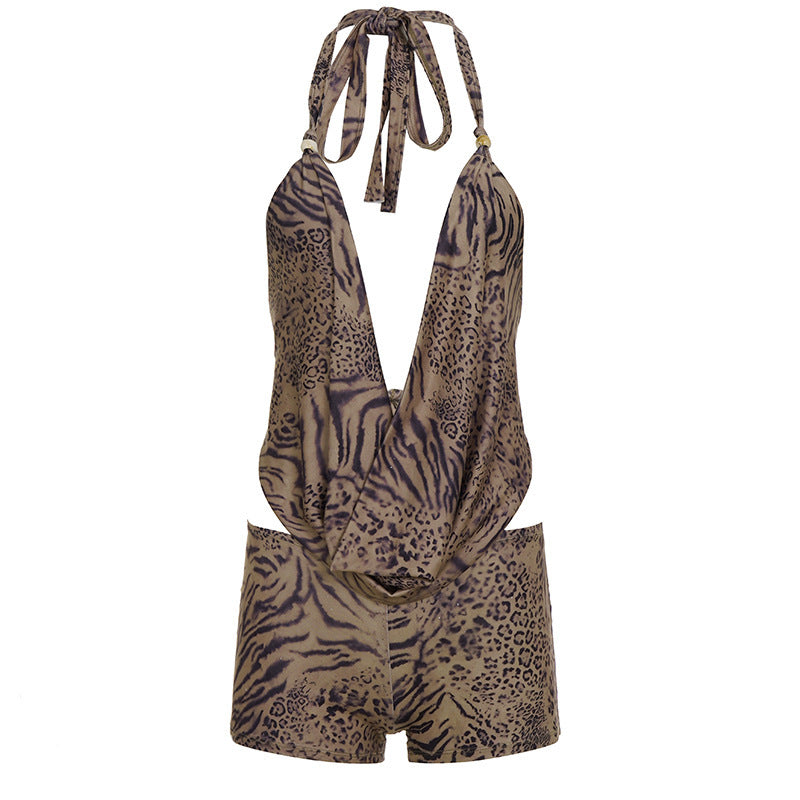 Damen Hochgeschlossenen Badeanzug mit modischem Animal-Print Echo Archiv