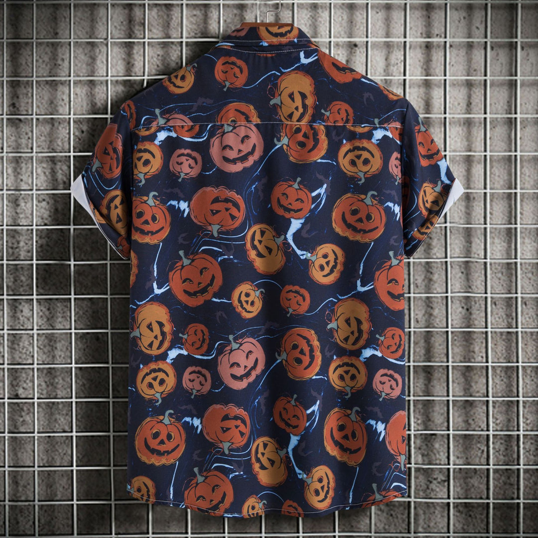 Herren Kurzarmhemd mit fröhlichem Halloween-Motiv Echoarchiv