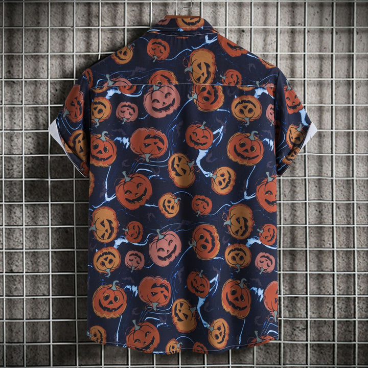 Herren Kurzarmhemd mit fröhlichem Halloween-Motiv Echoarchiv