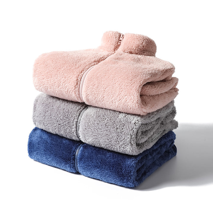 Damen Kuschelige Teddy-Fleecejacke mit Stehkragen und verdecktem Reißverschluss – Célinea