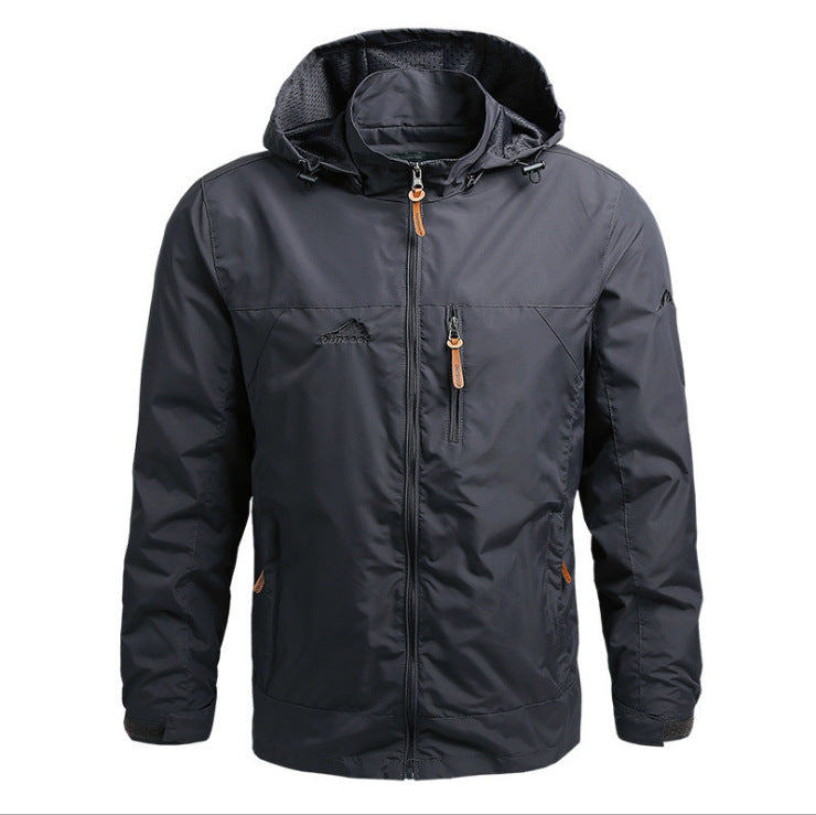 Herren Atmungsaktive Softshell Outdoorjacke mit verstellbarer Kapuze und Reißverschlusstaschen – Taviero