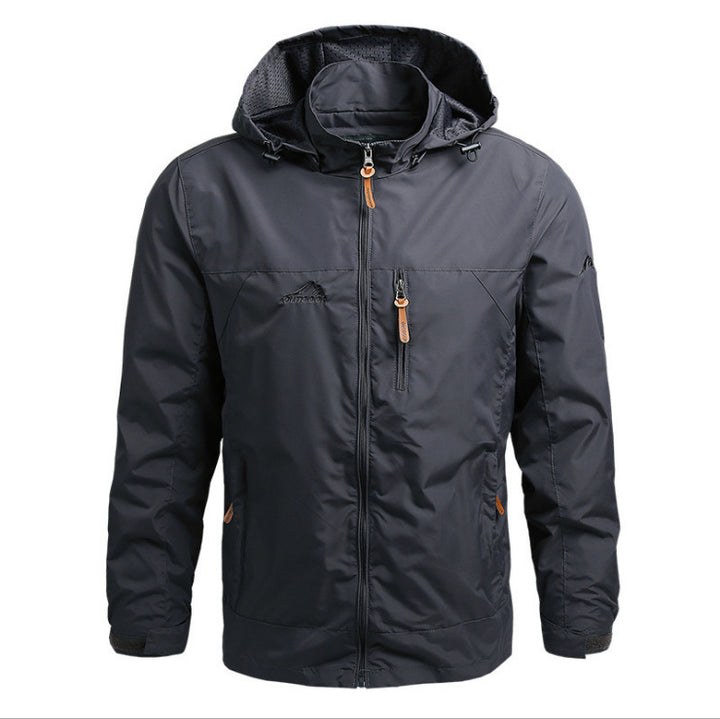 Herren Atmungsaktive Softshell Outdoorjacke mit verstellbarer Kapuze und Reißverschlusstaschen – Taviero