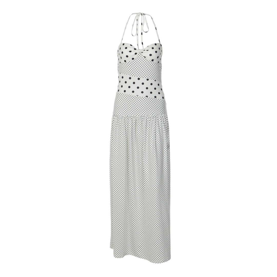 Damen Maxikleid mit verspielten Polka-Dots und schickem Halterdesign Echo Archiv