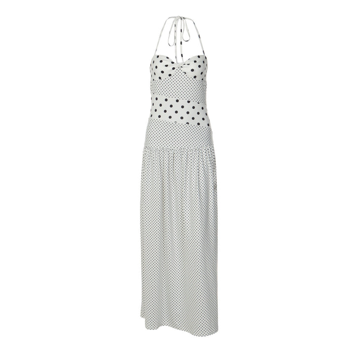 Damen Maxikleid mit verspielten Polka-Dots und schickem Halterdesign Echo Archiv