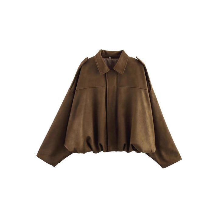 Damen nan Oversize-Kurzjacke mit Ballon-Saum, Schulterpatten und verdeckter Frontleiste Echo Archiv