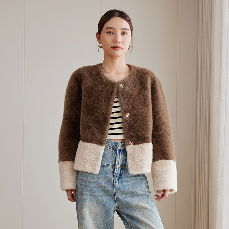 Damen Flauschige Kurzjacke Echo Archiv