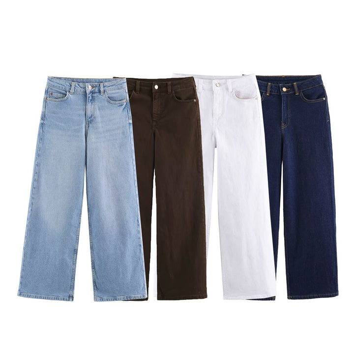 Damen Hochtaillierte Cropped Jeans mit weitem Bein und Fünf‑Taschen‑Schnitt Echo Archiv
