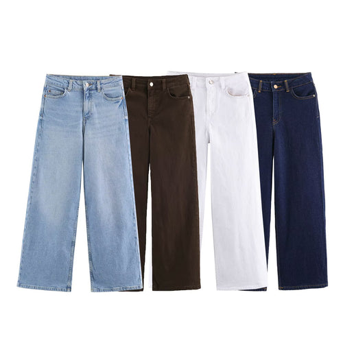 Damen Hochtaillierte Cropped Jeans mit weitem Bein und Fünf‑Taschen‑Schnitt Echo Archiv