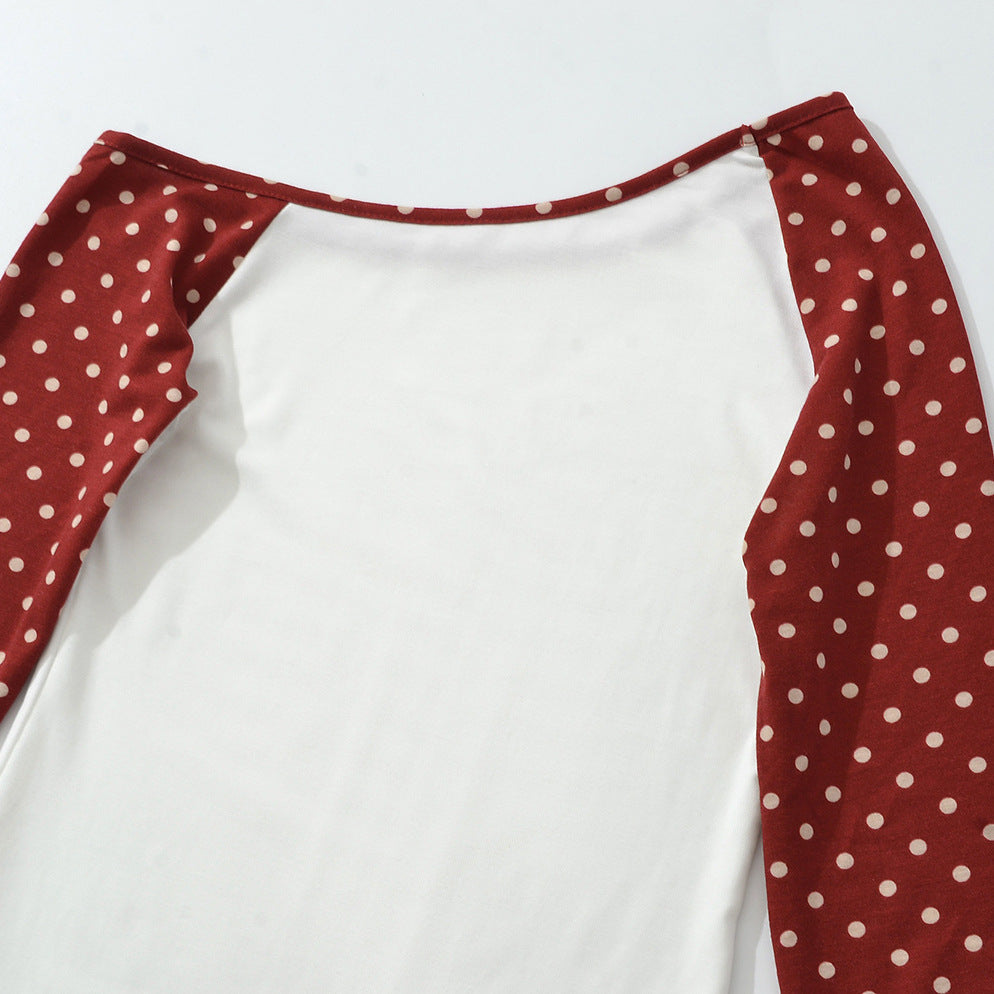 Damen Asymmetrisches Longsleeve mit Polka-Dot Raglanärmeln Echoarchiv