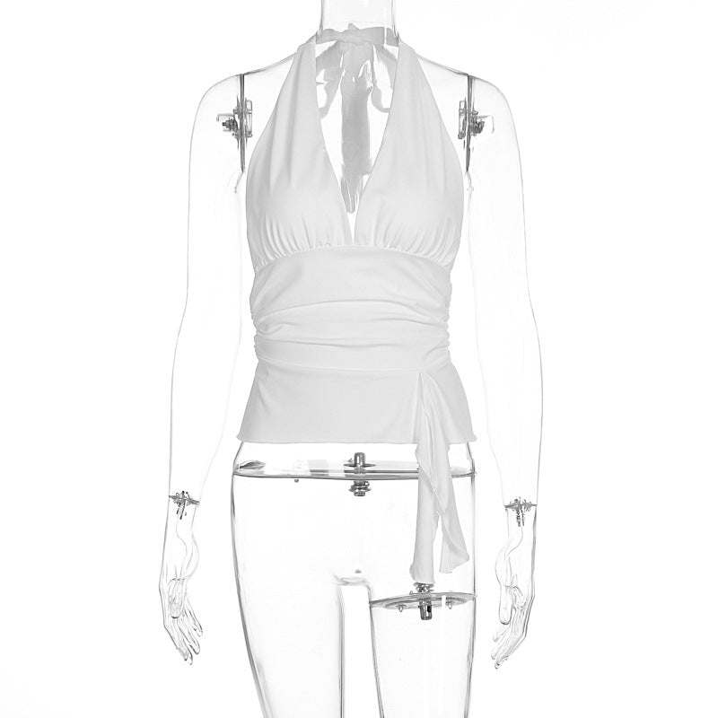 Damen elegantes Wickeloberteil mit Halterneck und Raffung Echo Archiv