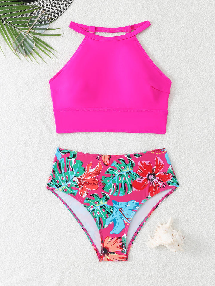 Damen Sportliches Bikini-Set mit hoch geschnittenem Unterteil und modernem Rücken Echo Archiv