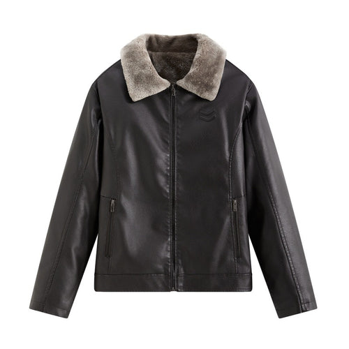 Herren Elegante Lederjacke mit Kunstfellkragen Echo Archiv