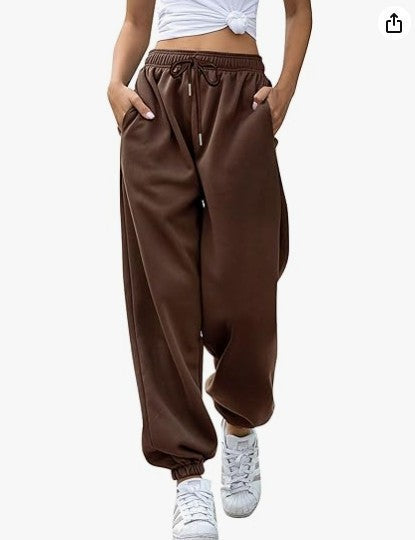 Damen lässige Jogginghose mit hohem Bund elastischen Knöchelabschlüssen und weichem Fleecefutter – Avélisse