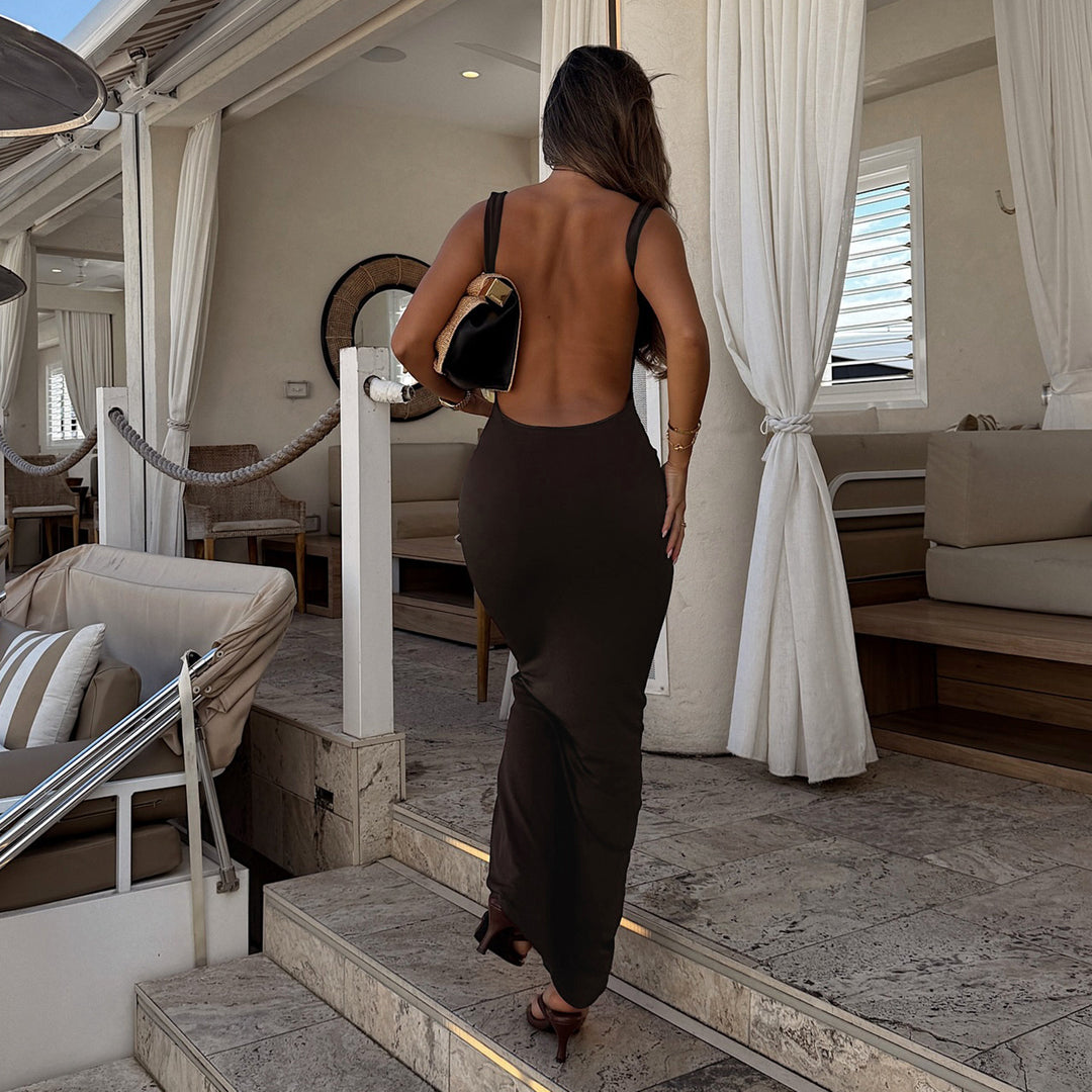 Damen Elegantes Maxikleid mit schmalem Schnitt und raffiniertem Ausschnitt Echo Archiv