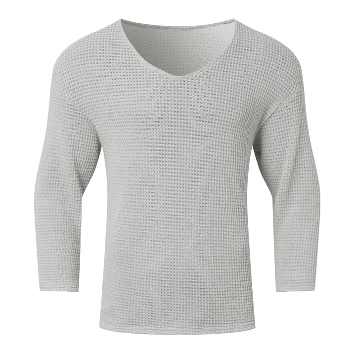 Herren nan strukturiertes Waffelstrick-Langarmshirt mit V-Ausschnitt und wärmendem Thermoeffekt Echo Archiv