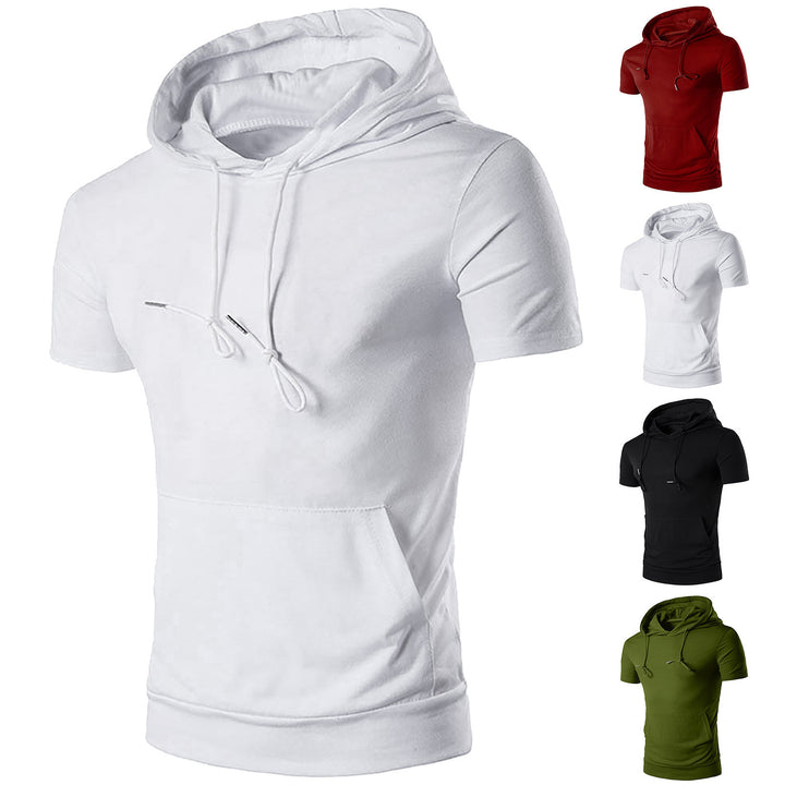 Herren Kurzarm Kapuzen-T-Shirt mit praktischer Kängurutasche Echoarchiv